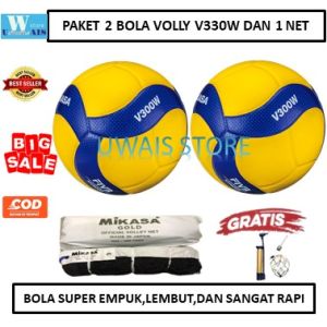 PAKETAN 2BOLA DAN 1 NET - BOLA VOLLY MIKASA V300W DAN NET VOLI MIKASA GOLD - BOLA SIAP MAIN - BOLA VOLLY/VOLI/VOLY BAGUS