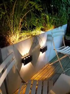 2PCS LED Outdoor Solar Wall Light IP65 Waterproof Garden Lampu Automatic Motion Sensor Warm Glow Fence Lamp