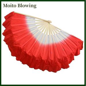 Moito 30cm Chinese Short Bellydance Fan Bamboo+10 20cm Half Circle SilkVeil Pairs Yangko Belly Dancing Fan Hand Dye Adults