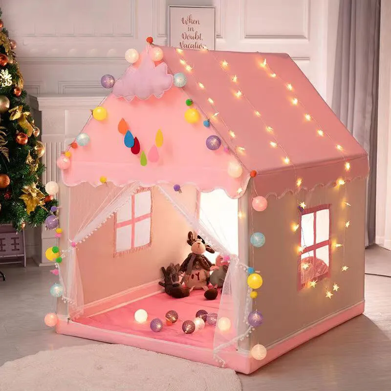 Stars Light Tent Play Teepee Oversized Tent for Kids Girls Baby 130CM Big  Playhouse Baby Girl Toy Palace Castle Children Indoor Play Tent Toys LED