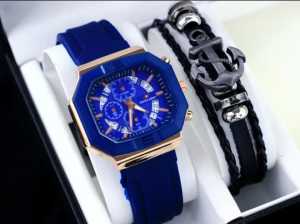 {BISA COD} jam tangan pria swiss army sport sepaket sesuai di foto dapat gelang jangkal chorono variasi tanggal aktif body kota tali rubber/karet