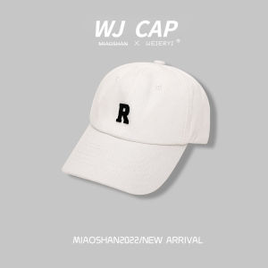 【WJ】R letter cap plum color hat spring and summer Korean version versatile baseball cap damp sunscreen