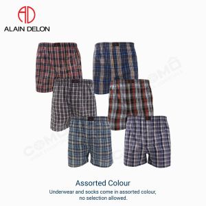Alain Delon (3 Pcs) Men’s Relaxed Fit Woven Cotton Boxer Underwear for Breathable Everyday Comfort – AD6346