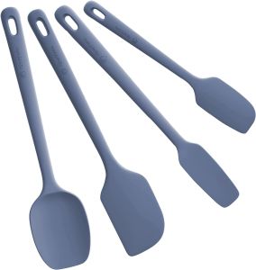 ChefAide 5 Pieces Silicone Spatula Set Food Grade Rubber Spatula Upgrade Strong Handle with Ergonomic Grip Heat Resistant Up to 600 ° F for Nonstick Cookware Cooking
