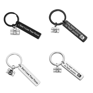 Máy ảnh phong cách retro hình Keychain thép không gỉ cao cấp Móc treo chìa khóa nhỏ gọn EVERYDAY mang theo món quà cho các nhiếp ảnh gia