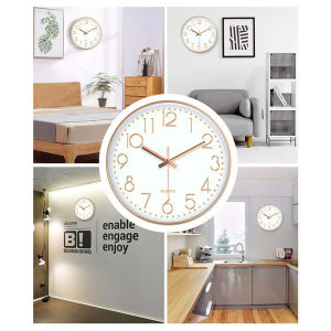 Japan Quartz Movement Modern Silent Wall Clock Digital Quiet for Home Office Living Room Bedroom with AA Battery