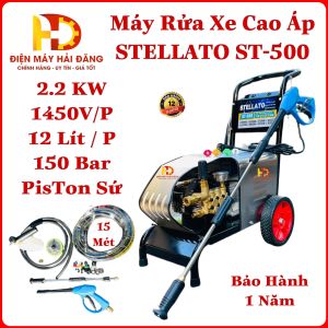 Máy rửa xe áp lực cao STELLATO ST-500 Công suất: 2.200W.Pistong Lõi Sứ Cao Cấp