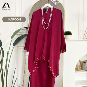 ZOE ARISAH Helydia Kurung Raya 2026 Pario Muslimah Plus Size Loose Baju Raya Tunang Lace Sulam Satin Silk Wanita ZOE ARISSA