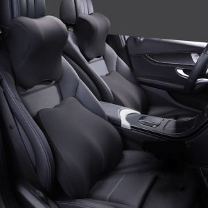 High quality car headrest lumbar pillow set comfortable and breathable memory foam car headrest set lumbar support seat lumbar pillow backrest cushion