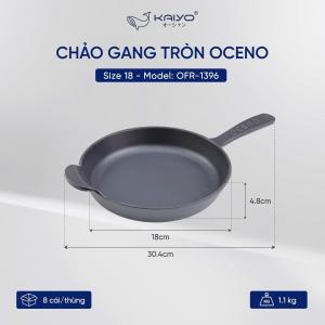 Chảo Gang Tròn Oceno Hai Tay Cầm Size 18-22cm Dùng Được Trên Mọi Bếp
