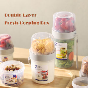 Vision Portable Double-layer Fresh-keeping Box Multi-purpose Food Grade PP Sealed Food Container Yogurt Salad Sealed Box Fruit Snack Sealed Can Baby Auxiliary Food Box