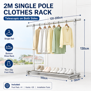 Stand Hanger Stainless Steel Jemuran Baju Double Serbaguna