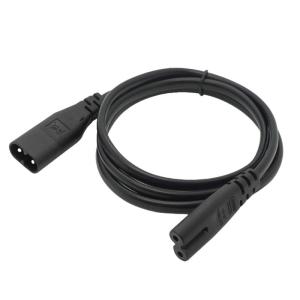 Black IEC 60320 C7 to C8 Extension Cord 2x0.75mm² Conductors for Charging