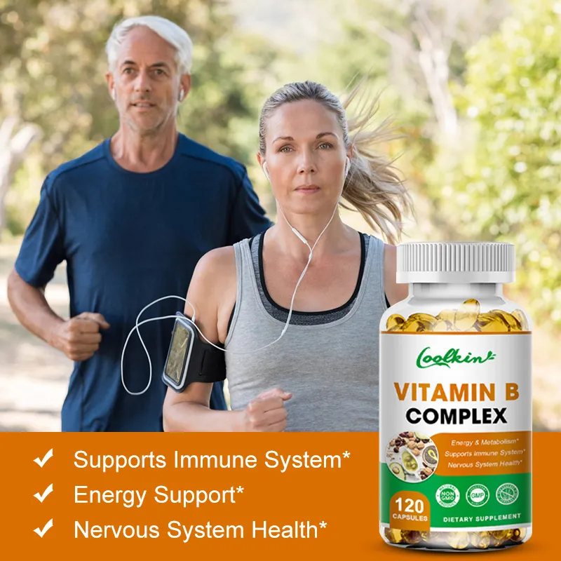 Vitamin B complex capsules Supplement multi-vitamin B Improve heart and  nerve tissue function Relieve stress Enhance immunity Energy and metabolism