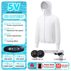 Mens Outdoor Summer Jacket with USB Electric Cooling Fan Cooling Jackets for Men Air Conditioning Fan Clothing USB Heatstroke Prevention Summer Hooded Jacket