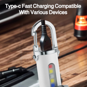 Outdoor Portable 3in1 Flashlight Mini Carry Rechargeable Waist Mounted Multifunctional 3-in-1 Multi-Function SOS Emergency Light Flashlight Portable Charger Keychain Light Flashlight Mini Light