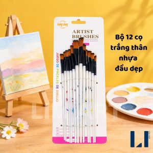Bộ 12 cọ vẽ gỗ cao cấp màu trắng ngọc trai chuyên nghiệp LIM Art