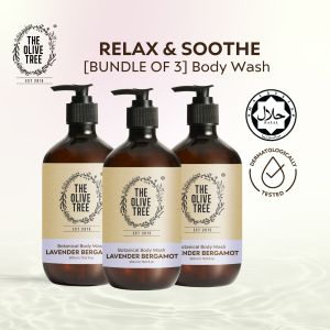 [Bundle of 3] THE OLIVE TREE Lavender Bergamot Body Wash 500ml for Dry Skin / Moisturizing