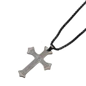 Elegant Crosses Pendant with Scripture Engraving in Sturdy Alloy for Christian Believers and Fashion Enthusiasts