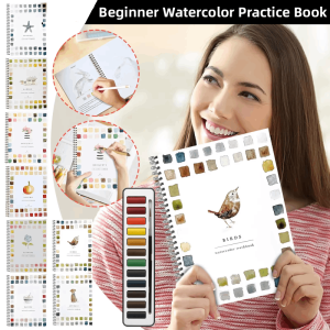 Watercolor Workbook Beginner Friendly Watercolor Practice Book 12 Colors Watercolor Coloring Book Art Crafts Painting Kit For Adults