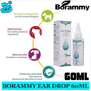 Borammy Ear Drops 60ml Cat Dog Mites Odor Removal Ear Drops Infection Solution Treatment Cleaner Pet Mites Eardrops