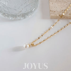 JOYUS Amy Titanium Stainless Steel 18K Gold Waterproof Pearl Chocker Necklace Birthday Gift Box