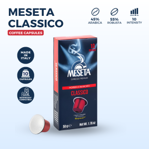Meseta Coffee Capsules Compatible with Nespresso - Supremo Espresso - Italian Coffee - 10 Pods - Coffee Capsules for Nespresso Machines