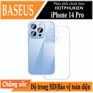 Ốp lưng chống sốc trong suốt cho iPhone 14 Pro (6.1 inch) hiệu Baseus Protective Case trang bị khung bảo vệ camera chống chịu va đập cực tốt độ trong suốt chuẩn HD - Phân phối bởi Hotphukien
