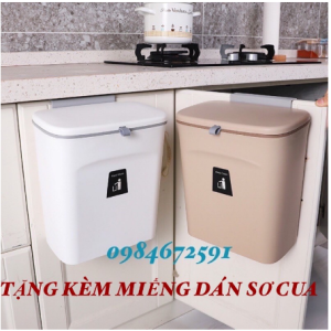 Thùng rác thông minh cài cánh tủ có nắp đậy - Thùng rác dán tường nhà vệ sinh phòng tắm kèm miếng dán
