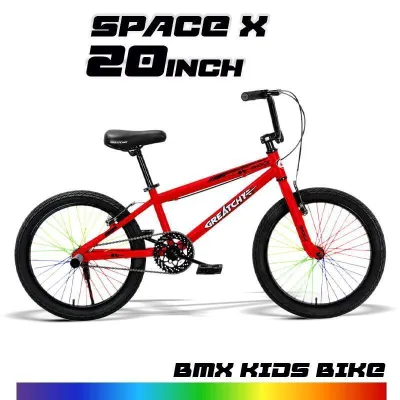จักรยานเด็ก 20นิ้ว BMX SpaceX สีใหม่ ซี่ลวดหนาขึ้น ซี่ลวดสี ขาตั้ง-ที่พักเท้า ล้อใหญ่ เฟรมหนา