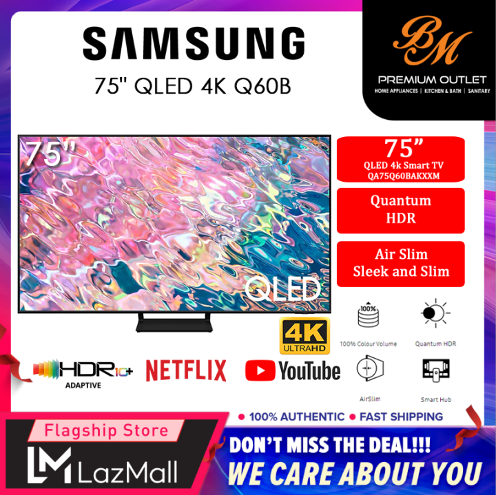 SAMSUNG Q60B 75 Inch QLED 4K Smart TV With 100% Colour Volume With ...