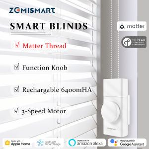 ZemiSmart Retrofit buta Motor perkara ke atas benang Recharagble Motor dengan fungsi tombol/reka bentuk kalis air/3-kelajuan bermotor Roller Shades serasi dengan perkara/pembantu rumah