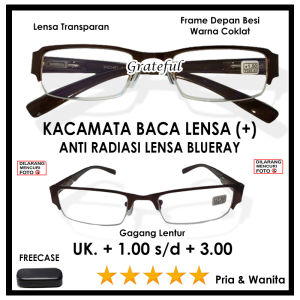 NEW PRODUCT - Kacamata Baca Lensa Plus Antiradiasi - Ready Ukuran  (+)1.00 SAMPAI (+)3.00 - Cocok Untuk Pria Wanita - FREE CASE