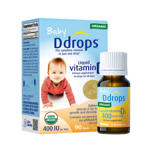 Ddrops Liquid Organic Vitamin D3 400 IU - Baby Vitamin D for Teeth & Bone Development Preservative-Free  vitamin d for kids (2.5ml/90 drops)