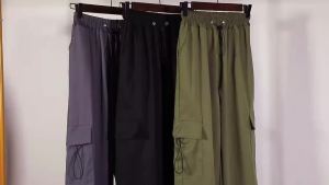 Women Casual Joggers Tech Pants Solid Low Waist Pants Drawstring Wide Leg Baggy Trousers Streetwear Oversize Sweatpants