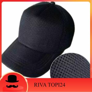 Topi doublemess polos Hitam/ Topi doublemesh murah kualitas premium