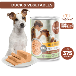 PetMarra Natural Meat Loaf Puppy Wet Food Can Duck and Vegetables Flavor 375g meatloaf puppies pet foods all breeds
