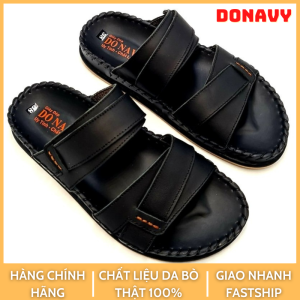 Dép nam quai ngang da bò 100% Kiểu 02 quai kép đặt biệt May Handmade 02 lần quai và đế Donavy02quaidela hàng việt nam chất lượng cao d.dela