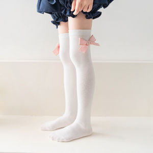 ถุงเท้ายาวถึงเข่า ถุงเท้านักเรียนอเนกประสงค์ สไตล์เจ้าหญิงโบว์เด็กวัยกลางคนและโต ถุงเท้ายาวถึงต้นขา รุ่นJCK9