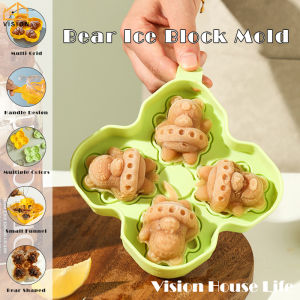 Vision Silicone Ice Cube Tray Bear Shape Ice Cube Mold Cartoon Shaped Ice Cube Maker Ice Box Freezer for Iced Tea Kool Aid Whiskey