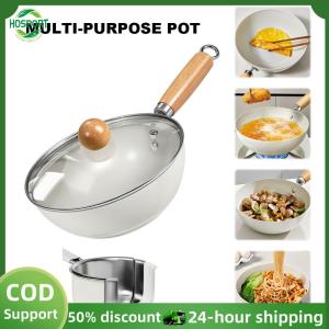 【HOSPORT】Ceramic Woks & Stir-Fry Pans with Lid Induction Cookware with Cool-Touch Handle for Cooking Saute Vegetables Meat Fish【1-3 days delivery】