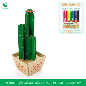 MFK04D - 7x7x18.5 cm - Cây xương rồng lắp ráp bằng giấy carton để bàn trang trí bộ xếp hình sáng tạo