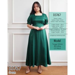 Mihar store / COD 3767 - Dress crepe panjang polos lengan pendek balon / Maxi dress polos cewek casual cantik terbaru kekinian korean style