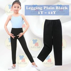 Legging Plain Hitam Kanak-Kanak/Kids Plain Black Legging/Seluar Hitam Budak Perempuan/Elastic Pants for Girls [1Y - 12]
