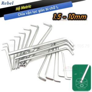 Lục giác lẻ 1.5-10mm chìa vặn lục giác bi chữ L REBEL lục giác trắng thép Cr-V chìa vặn vít âm lục giác 1.5mm 2.0mm 2.5mm 3.0mm 4.0mm 5.0mm 6.0mm 8.0mm 10.0mm