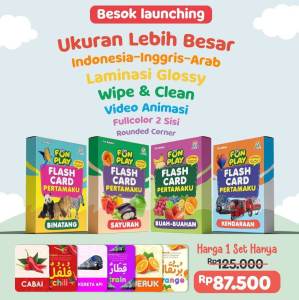 GMB READY Fun Play Flash Card Pertamaku Trilingual / Kartu Edukasi Anak Buah Sayur Hewan dan Alat Transportasi / Flash Cards 3 Bahasa