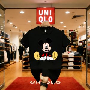 ✅ Uniqlo womens T-shirt white black shirt premium short sleeve oversize bottoming shirt mic-key Mouse top female Korean style Kaos cowok distro original 100% .C