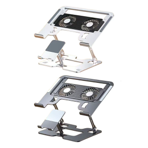 2 in 1 Adjustable Laptop Phone Stand Ergonomic Desktop Stand Adjustable Height for Collaborative Work Easy Storage