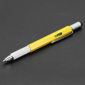 TSEVD Aluminum Multi Function Pen Tool With Scale Mobile Phone Touch Screen Level Meter Cross Screwdriver Capaciative pen Flat-blade Screwdriver Ballpoint Pen