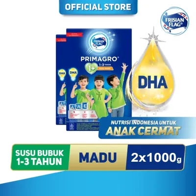 Frisian Flag Primagro 1+ Madu 2x1000gr (1-3 tahun) - Susu Formula Pertumbuhan Anak